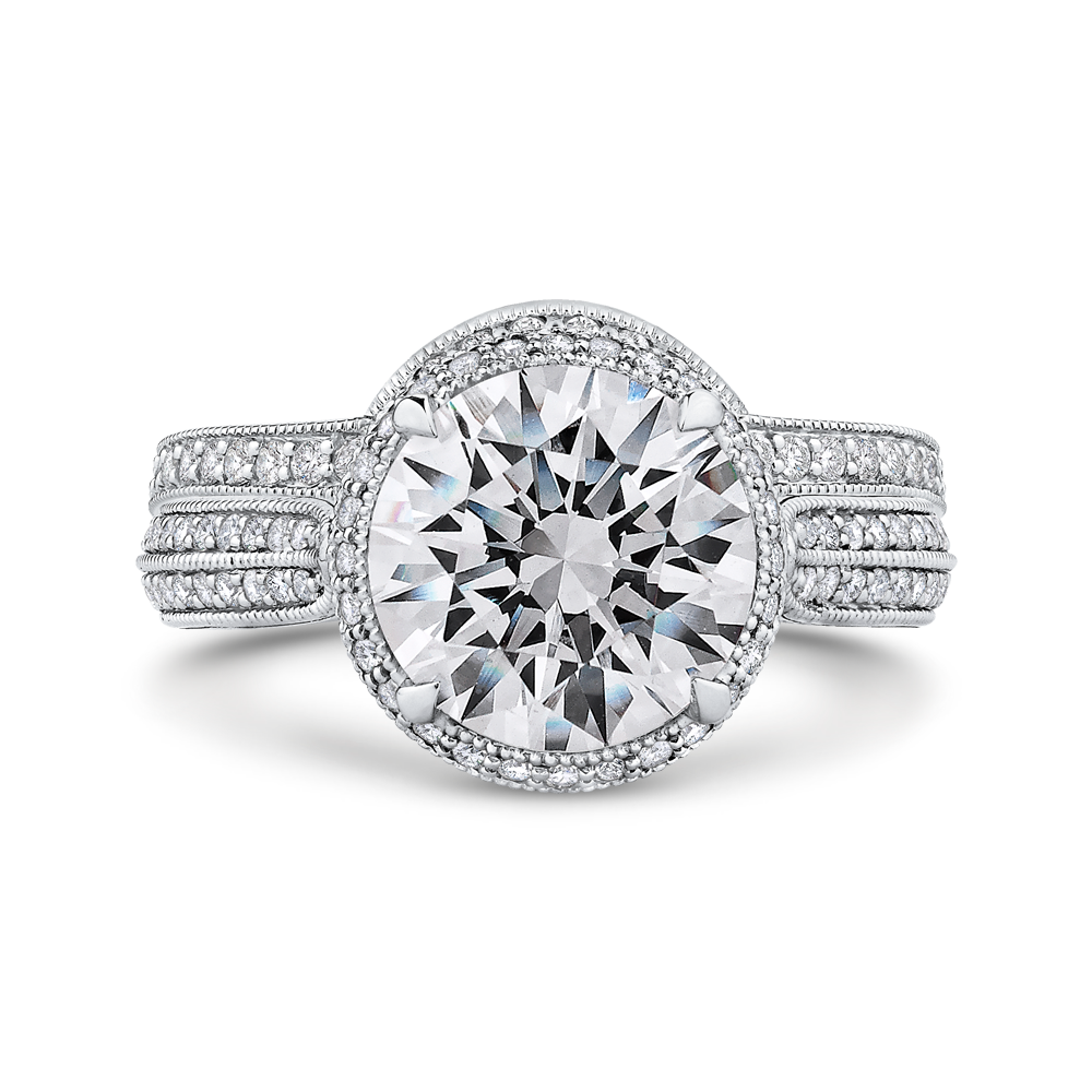 Round Diamond Engagement Ring in 18K White Gold (Semi-Mount)