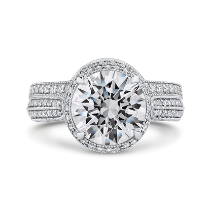 Round Diamond Engagement Ring in 18K White Gold (Semi-Mount)