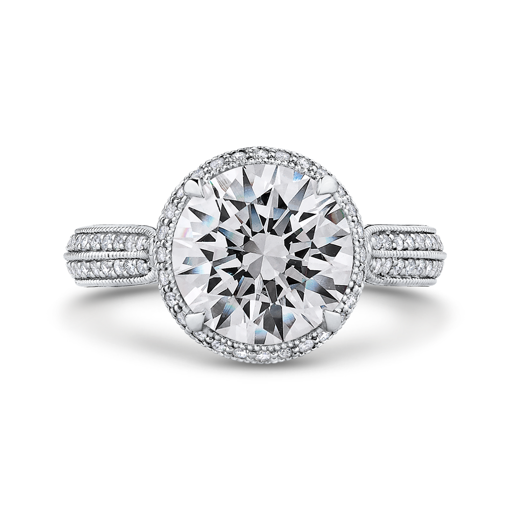 Round Diamond Engagement Ring in 18K White Gold (Semi-Mount)