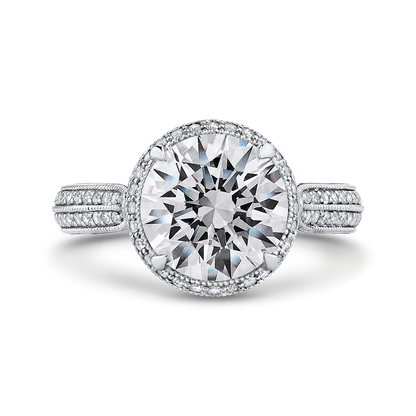 Round Diamond Engagement Ring in 18K White Gold (Semi-Mount)