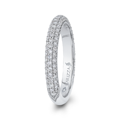 Round Diamond Wedding Band in 18K White Gold
