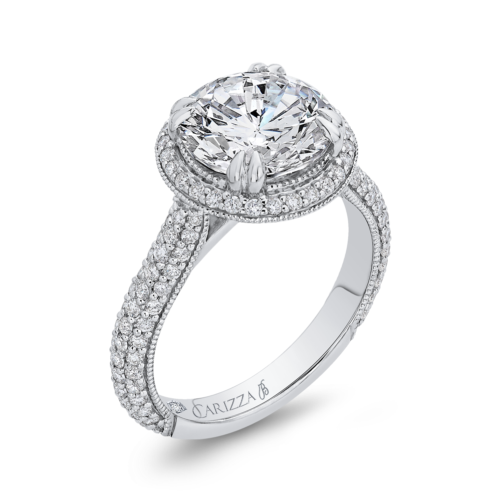 Round Diamond Engagement Ring in 18K White Gold (Semi-Mount)