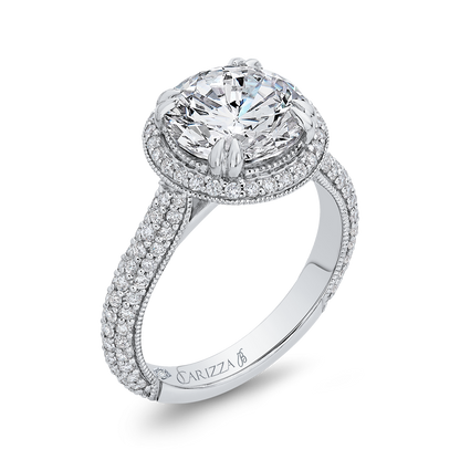 Round Diamond Engagement Ring in 18K White Gold (Semi-Mount)