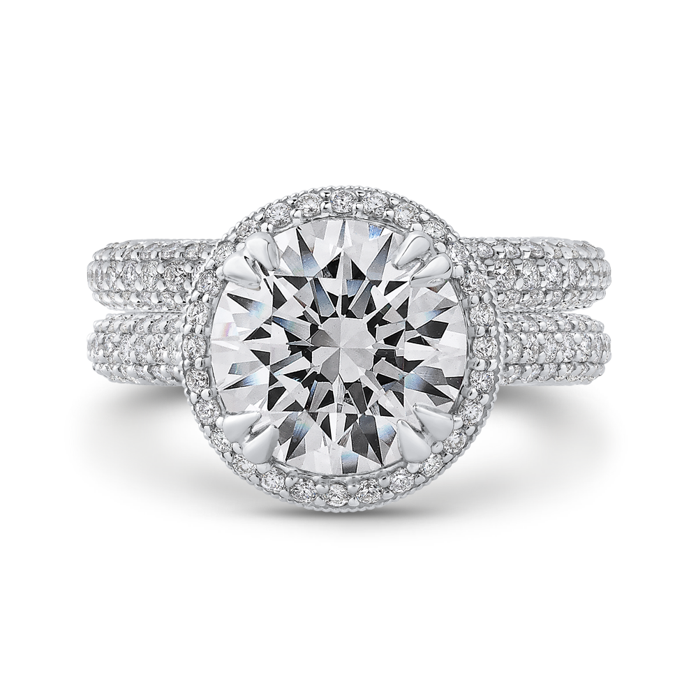 Round Diamond Engagement Ring in 18K White Gold (Semi-Mount)