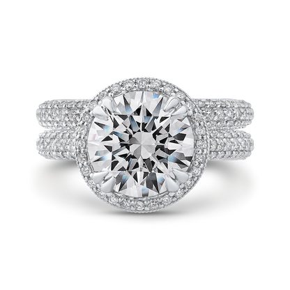 Round Diamond Engagement Ring in 18K White Gold (Semi-Mount)