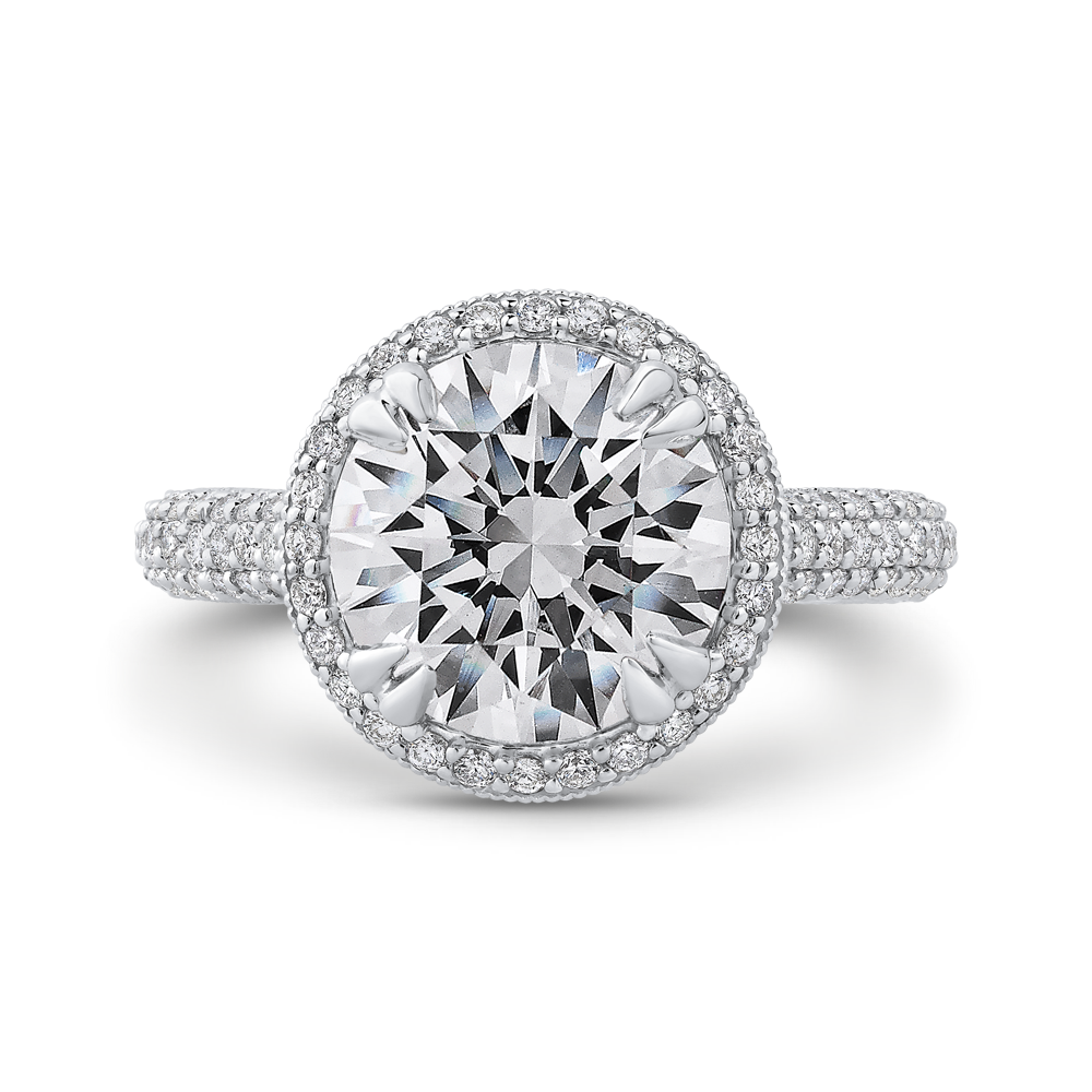 Round Diamond Engagement Ring in 18K White Gold (Semi-Mount)