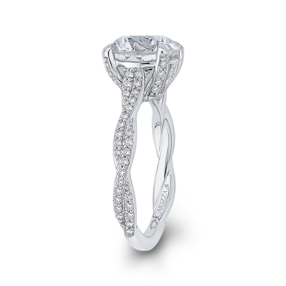 Crossover Shank Round Diamond Engagement Ring in 18K White Gold (Semi-Mount)