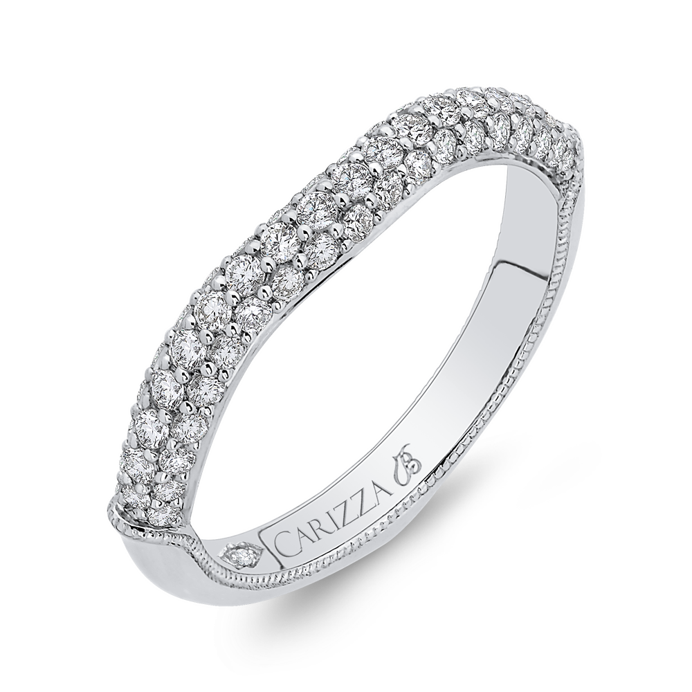 Round Diamond Wedding Band in 18K White Gold
