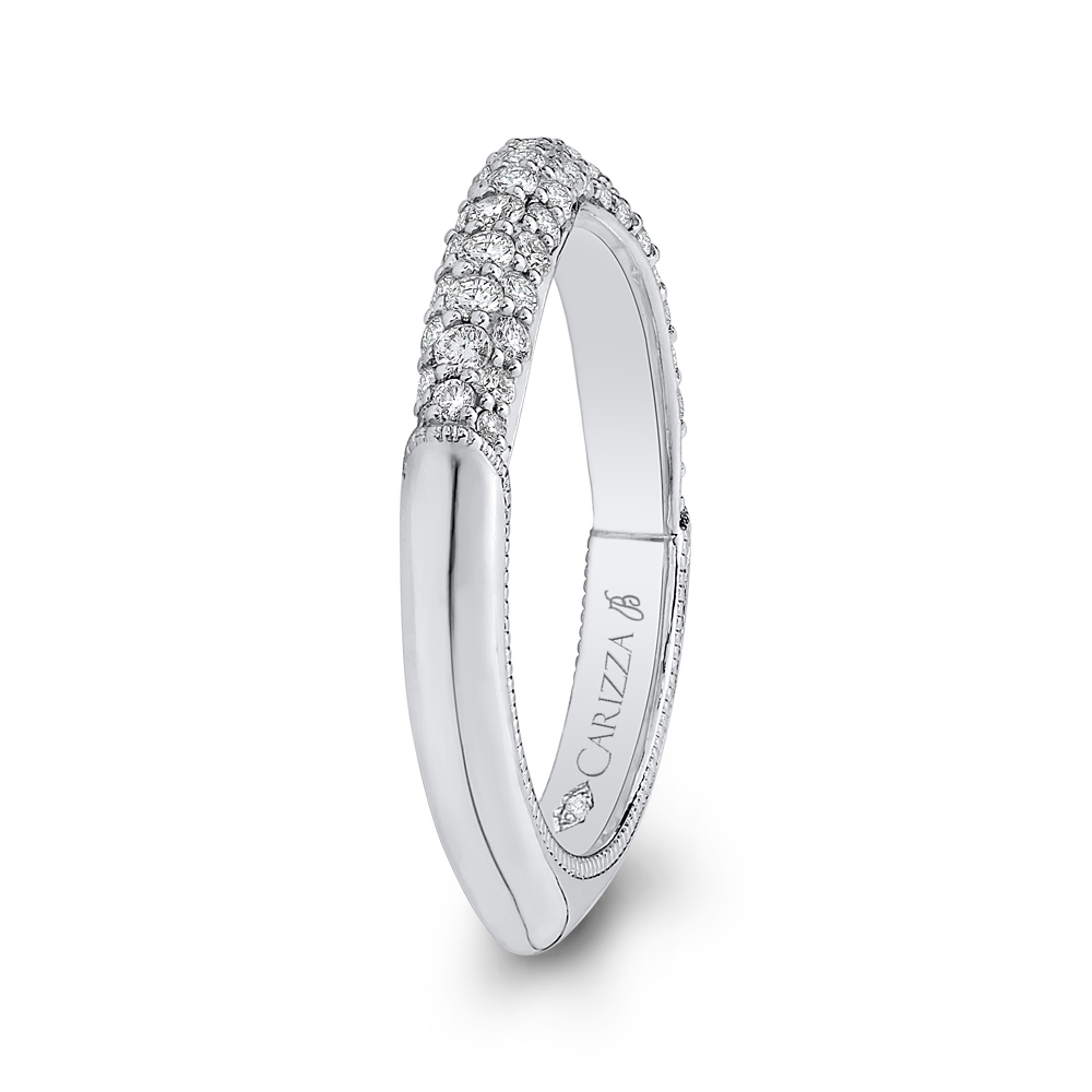 Round Diamond Wedding Band in 18K White Gold