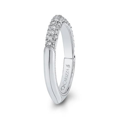 Round Diamond Wedding Band in 18K White Gold