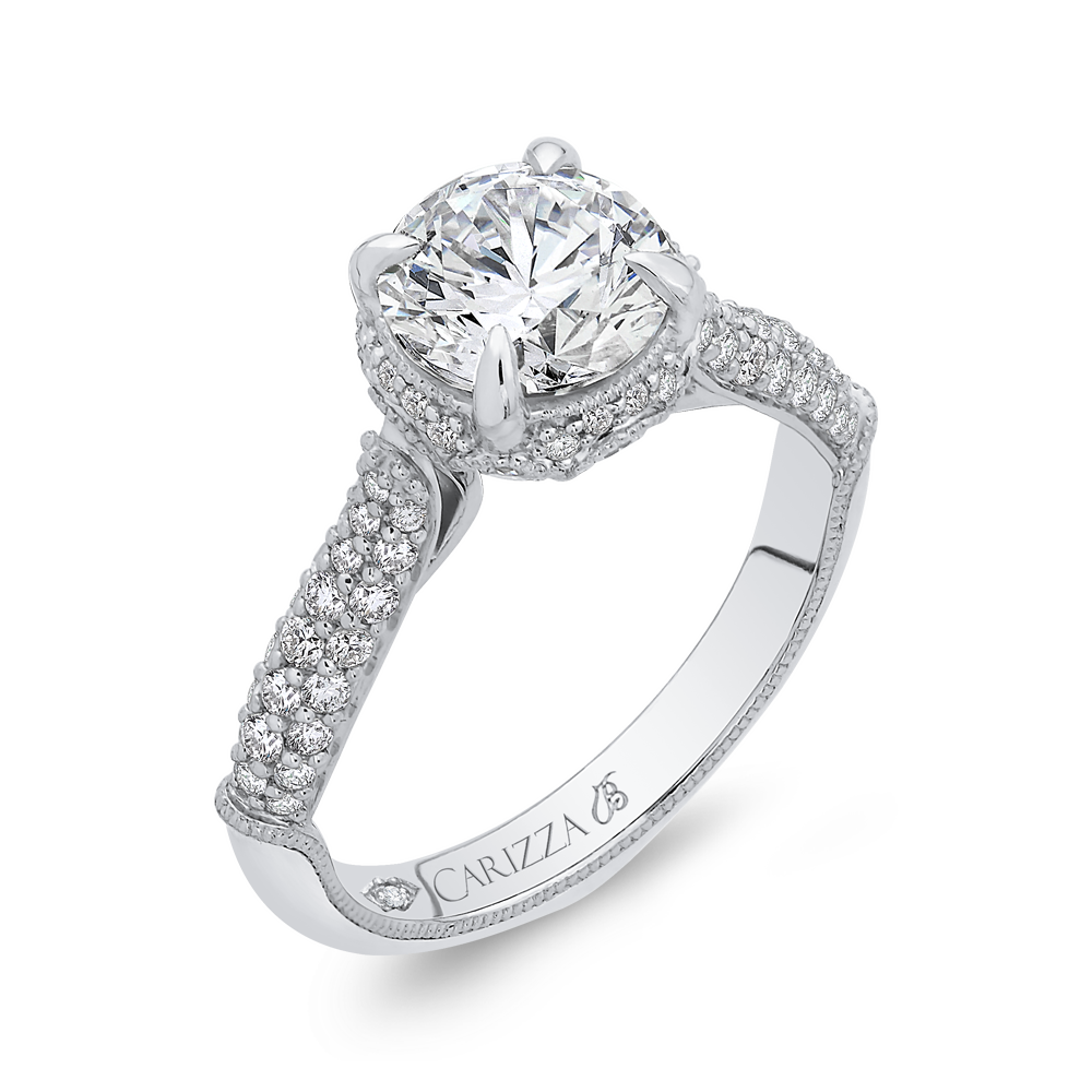 Round Diamond Engagement Ring in 18K White Gold (Semi-Mount)