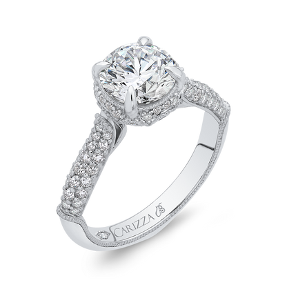 Round Diamond Engagement Ring in 18K White Gold (Semi-Mount)