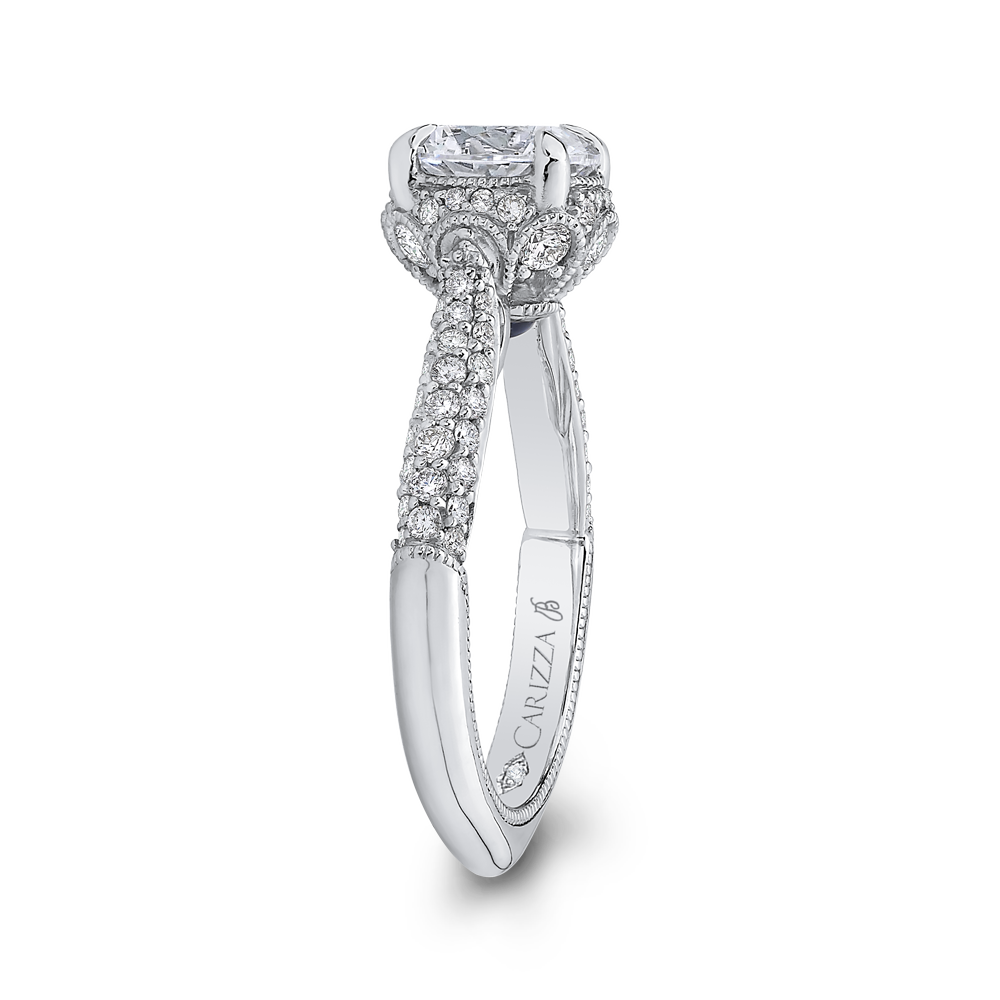 Round Diamond Engagement Ring in 18K White Gold (Semi-Mount)