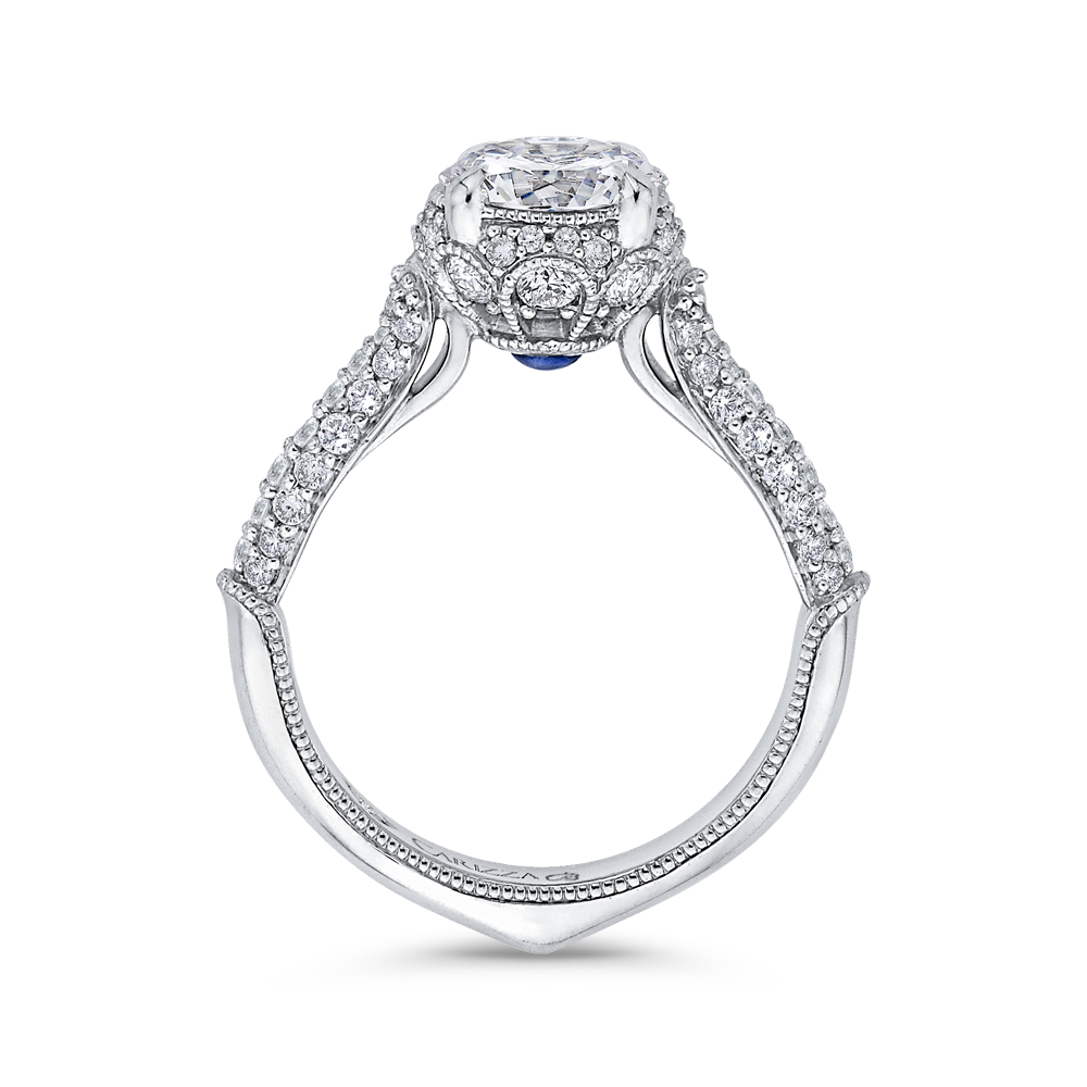 Round Diamond Engagement Ring in 18K White Gold (Semi-Mount)