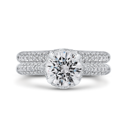 Round Diamond Engagement Ring in 18K White Gold (Semi-Mount)