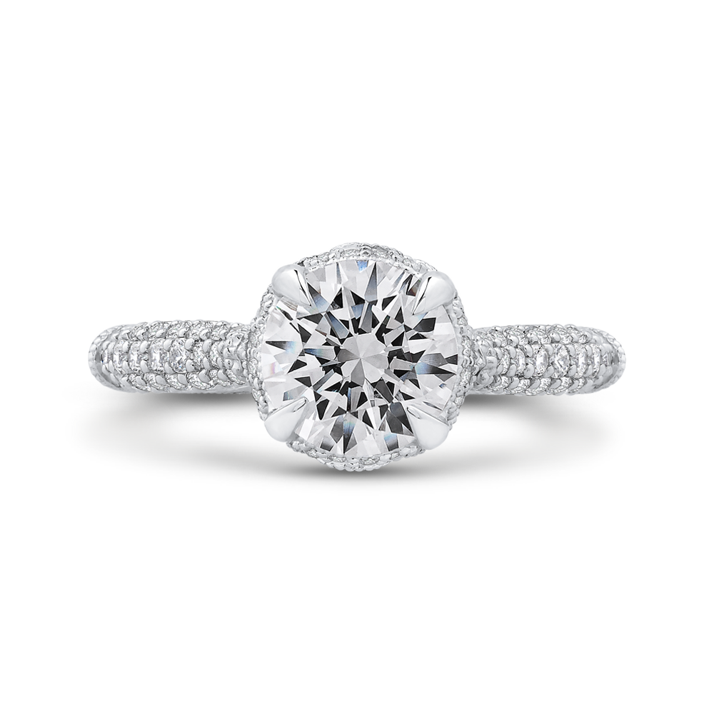 Round Diamond Engagement Ring in 18K White Gold (Semi-Mount)