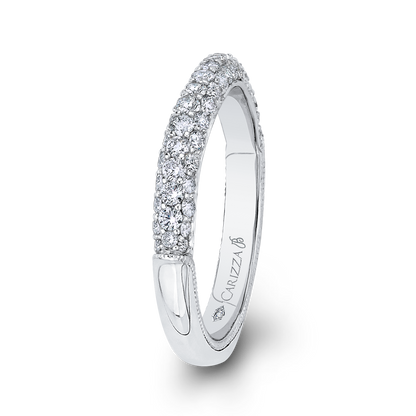 Round Diamond Wedding Band in 18K White Gold
