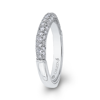 Round Diamond Wedding Band in 18K White Gold