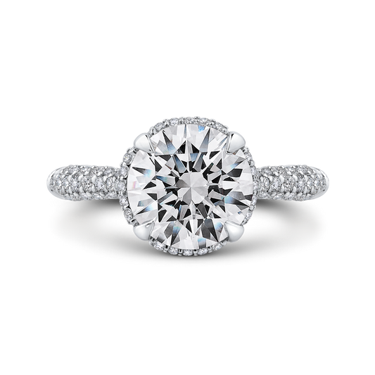 Round Diamond Engagement Ring in 18K White Gold (Semi-Mount)