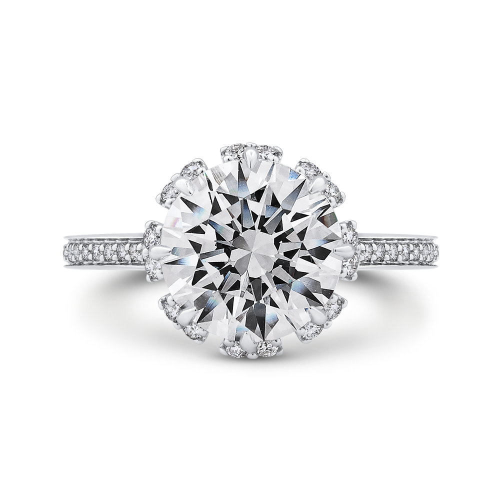 Round Diamond Engagement Ring in 18K White Gold (Semi-Mount)