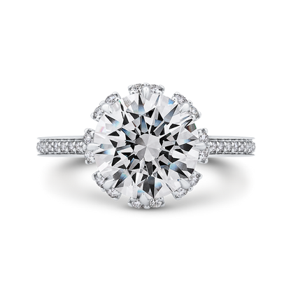 Round Diamond Engagement Ring in 18K White Gold (Semi-Mount)