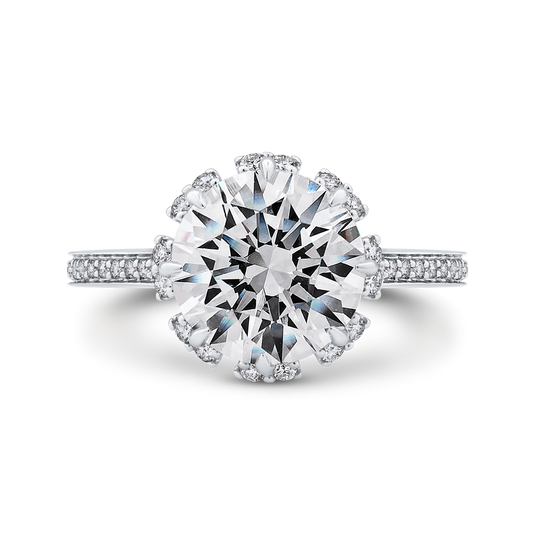 Round Diamond Engagement Ring in 18K White Gold (Semi-Mount)