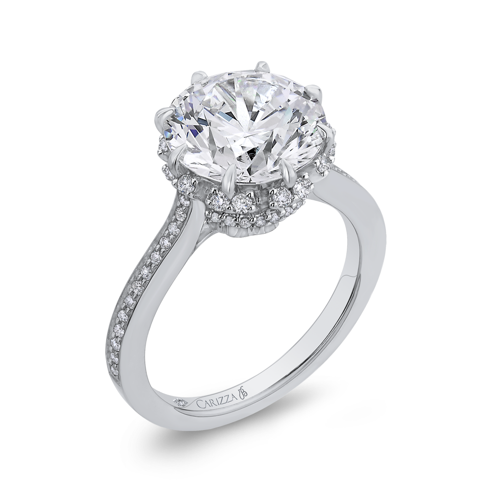 Round Diamond Engagement Ring in 18K White Gold (Semi-Mount)