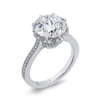 Round Diamond Engagement Ring in 18K White Gold (Semi-Mount)