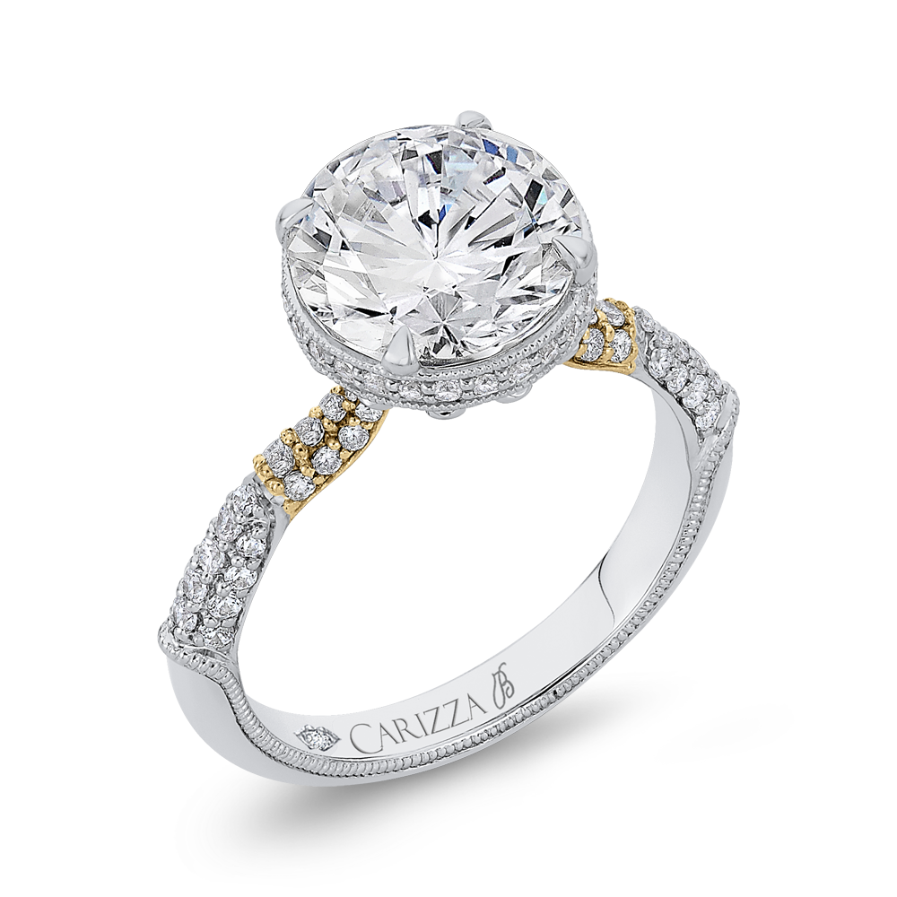 Round Diamond Engagement Ring in 18K Two-Tone Gold (Semi-Mount)