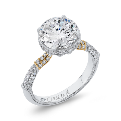 Round Diamond Engagement Ring in 18K Two-Tone Gold (Semi-Mount)