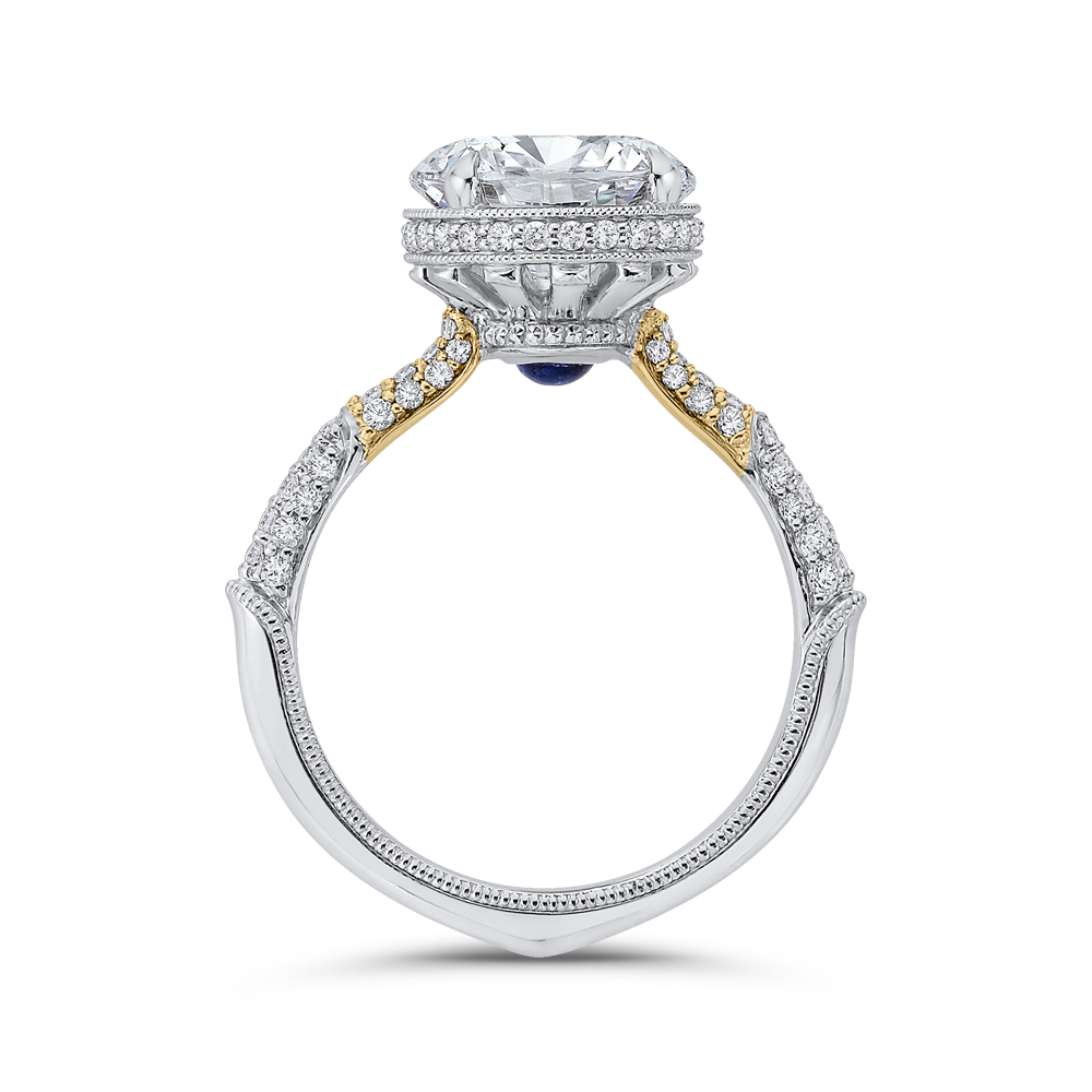 Round Diamond Engagement Ring in 18K Two-Tone Gold (Semi-Mount)