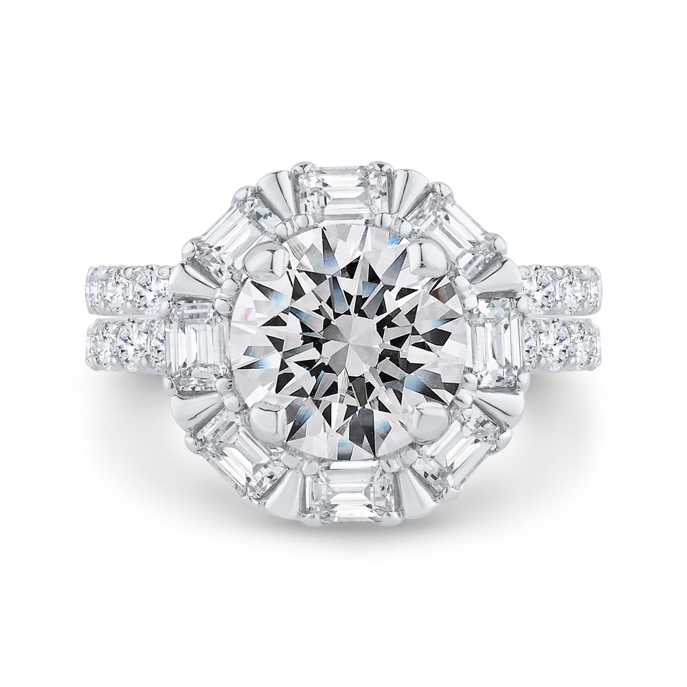 Diamond Halo Engagement Ring in 18K White Gold (Semi-Mount)