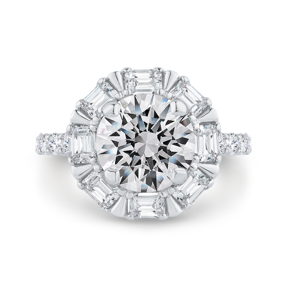 Diamond Halo Engagement Ring in 18K White Gold (Semi-Mount)