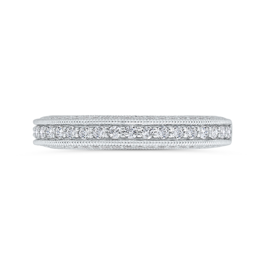Euro Shank Diamond Wedding Band in 18K White Gold