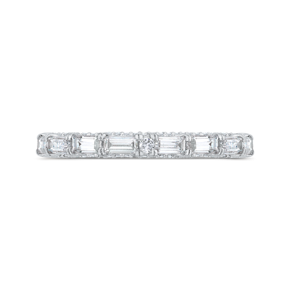 Baguette Cut & Diamond Wedding Band in 18K White Gold