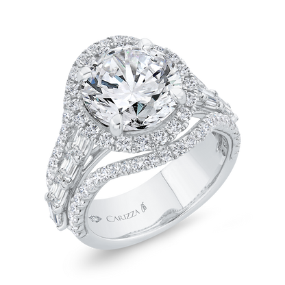 Split Shank Diamond Halo Engagement Ring in 14K White Gold (Semi-Mount)