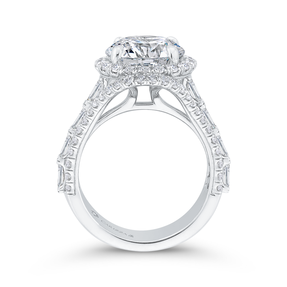 Split Shank Diamond Halo Engagement Ring in 14K White Gold (Semi-Mount)