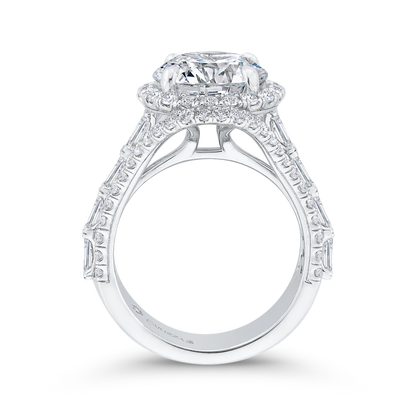 Split Shank Diamond Halo Engagement Ring in 14K White Gold (Semi-Mount)