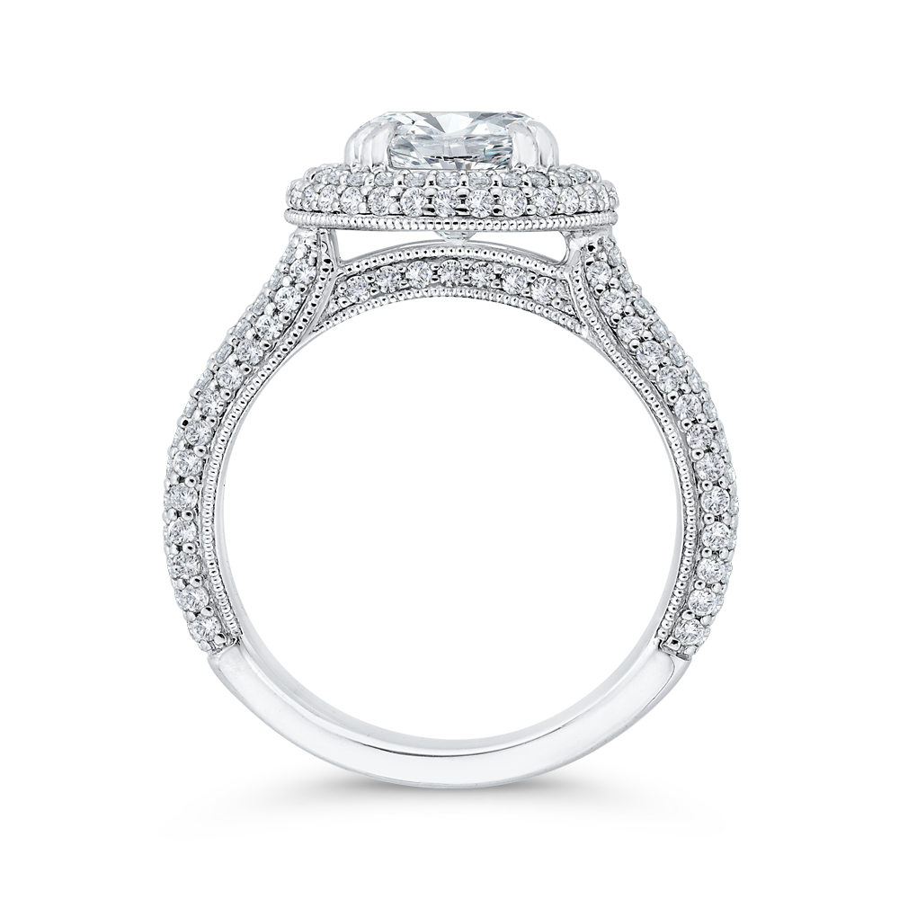 Split Shank Diamond Double Halo Engagement Ring in 14K White Gold (Semi-Mount)