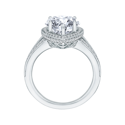 Split Shank Pear Cut Diamond Halo Engagement Ring in 18K White Gold (Semi-Mount)