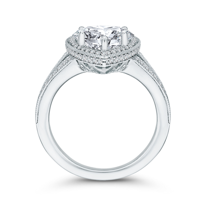 Split Shank Pear Cut Diamond Halo Engagement Ring in 18K White Gold (Semi-Mount)