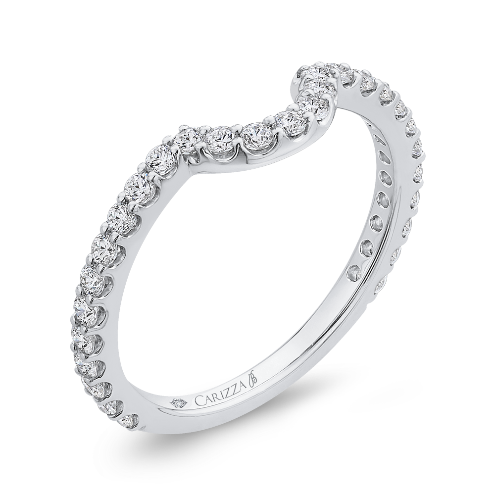 Round Diamond Wedding Band in 18K White Gold