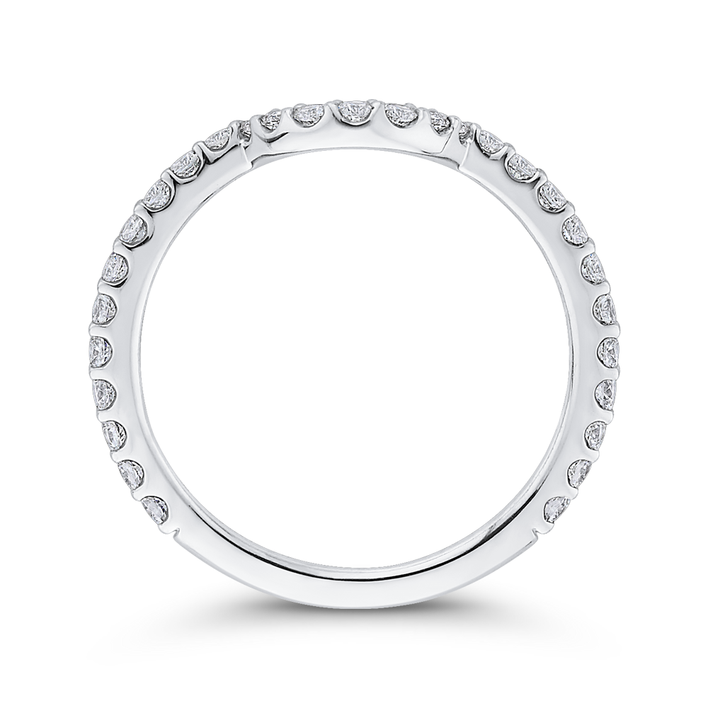 Round Diamond Wedding Band in 18K White Gold