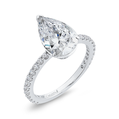 Pear Cut Diamond Engagement Ring in 18K White Gold (Semi-Mount)