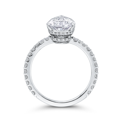 Pear Cut Diamond Engagement Ring in 18K White Gold (Semi-Mount)