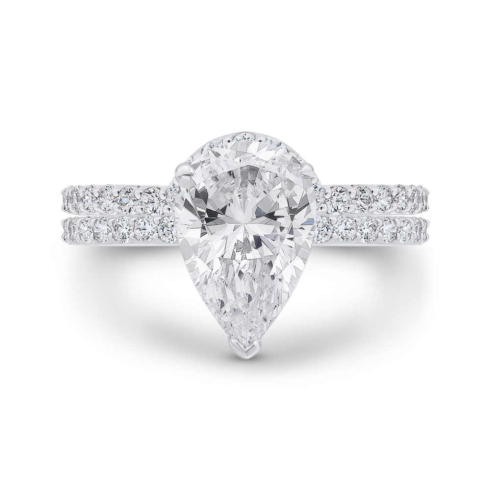 Pear Cut Diamond Engagement Ring in 18K White Gold (Semi-Mount)