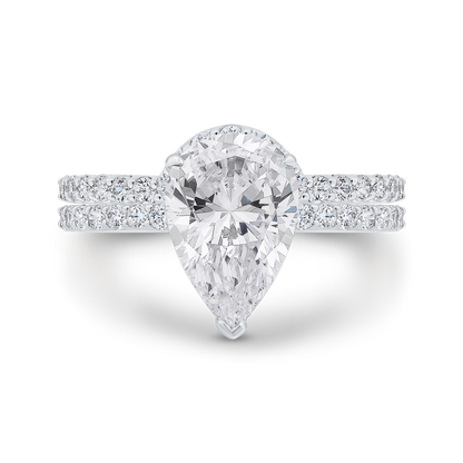 Pear Cut Diamond Engagement Ring in 18K White Gold (Semi-Mount)