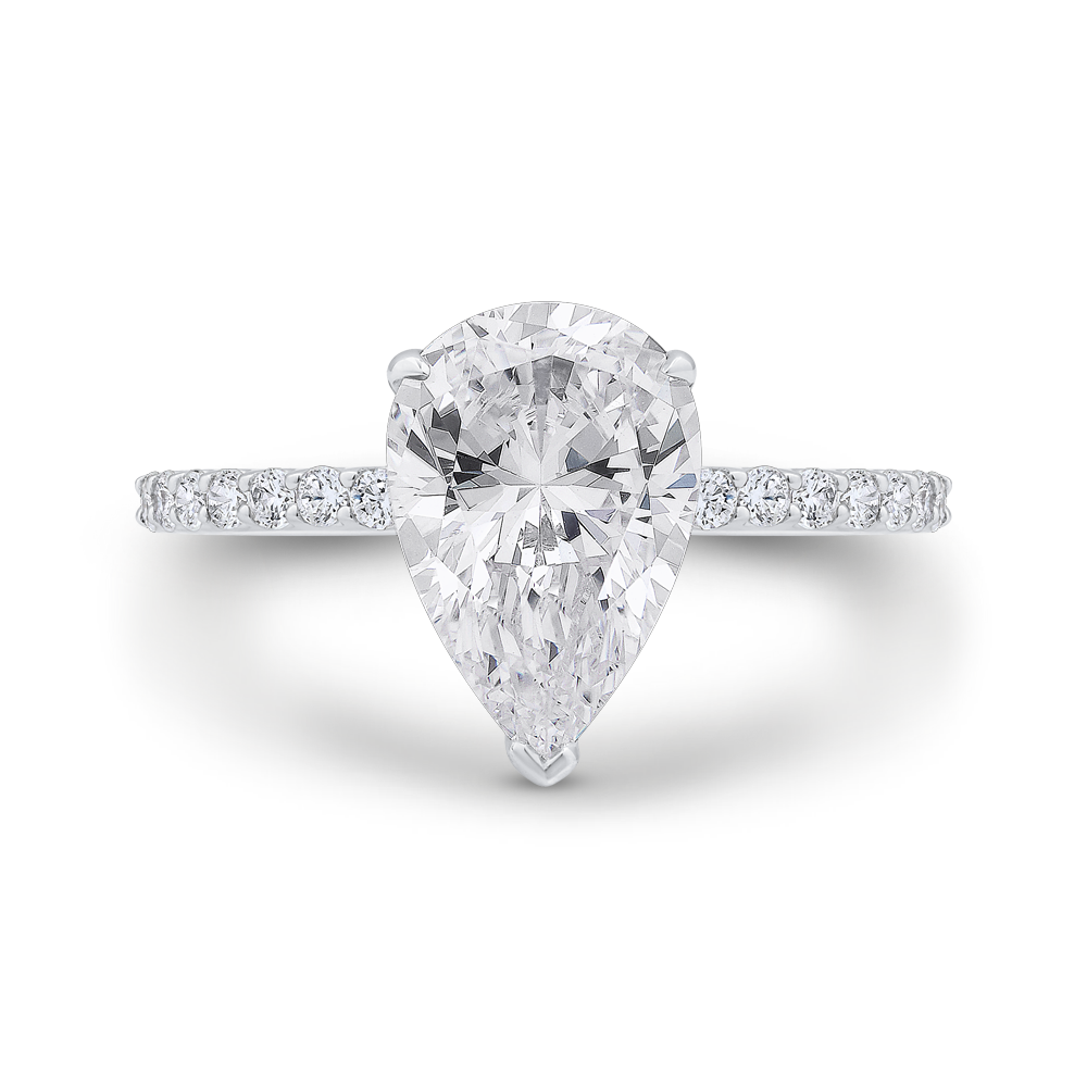 Pear Cut Diamond Engagement Ring in 18K White Gold (Semi-Mount)