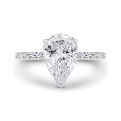 Pear Cut Diamond Engagement Ring in 18K White Gold (Semi-Mount)