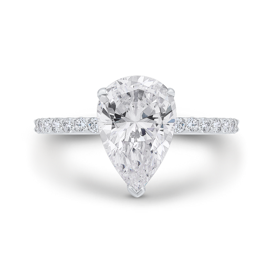 Pear Cut Diamond Engagement Ring in 18K White Gold (Semi-Mount)